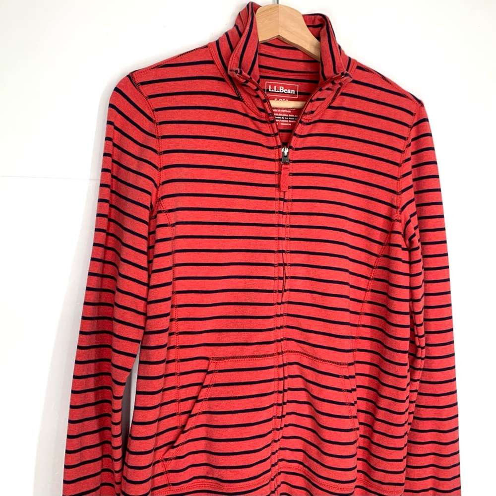 L.L. Bean Ultrasoft Sweatshirt Full-Zip Mock-Neck Jacket Stripe Size Small - Picture 4 of 10
